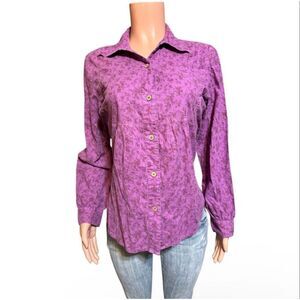 Pulp long-sleeve floral purple button-up casual top M
